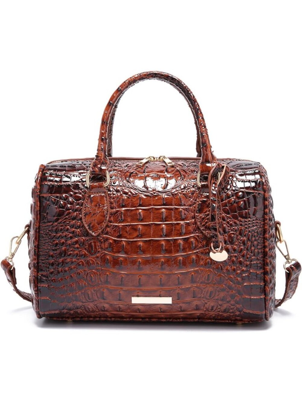 Stylish Crocodile Texture Handbag for Women - Top Handle Leather Shoulder Purse